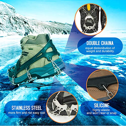 Aoriente Crampons, Ice Fishing, Ice Cleats for Men Women Ice Snow Grips Shoe Cleats with 19