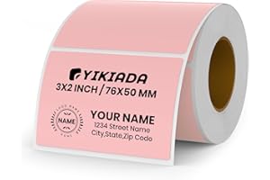 YIKIADA Direct Thermal Labels 2 X 3 Inches Pink Rectangle Shipping Labels Self-Adhesive Waterproof Thermal Sticker Paper for 