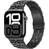 Tasikar Band Compatible with Apple Watch Band 49mm 46mm(Series 11/10) 45mm 44mm 42mm Men Women Strap Stainless Steel Metal Bracelet Compatible with iWatch SE Series 11 10 9 8 7 6 5 4 3, Black