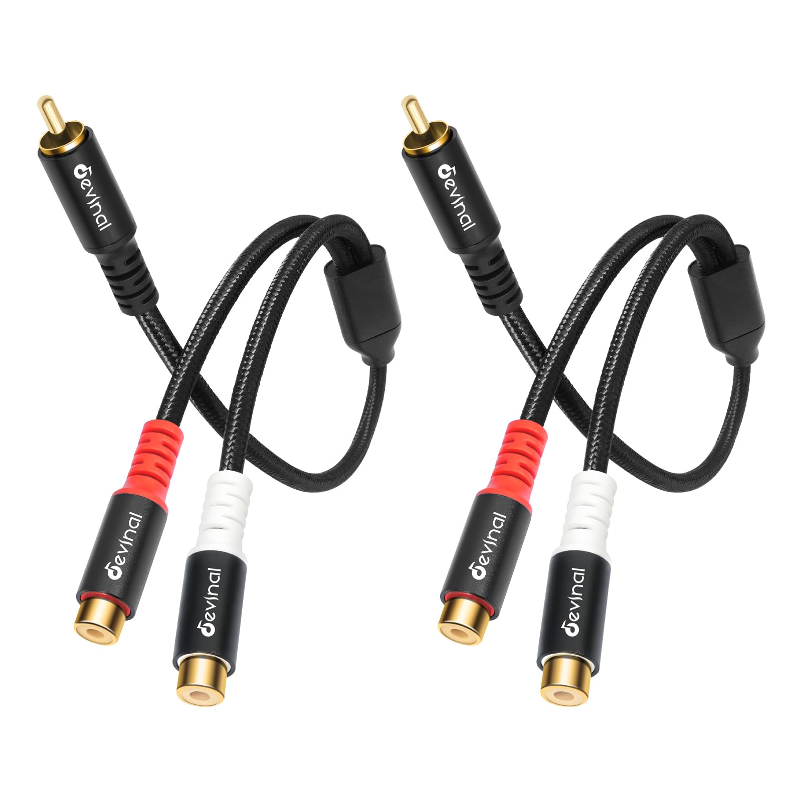 Devinal RCA Y Cable, 1 Male to 2 Female RCA Splitter, subwoofer Splitter Adapter Gold Plated 10 inch