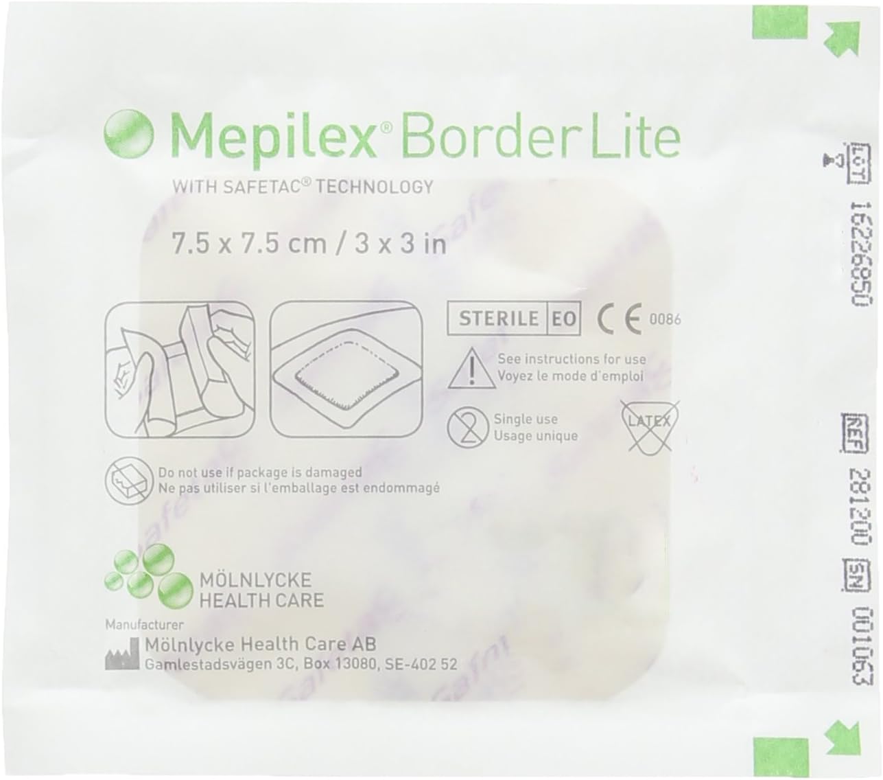 Molynlycke 7332430527745 -Mepilex Border Lite - 3x3 - Box of 5, Na