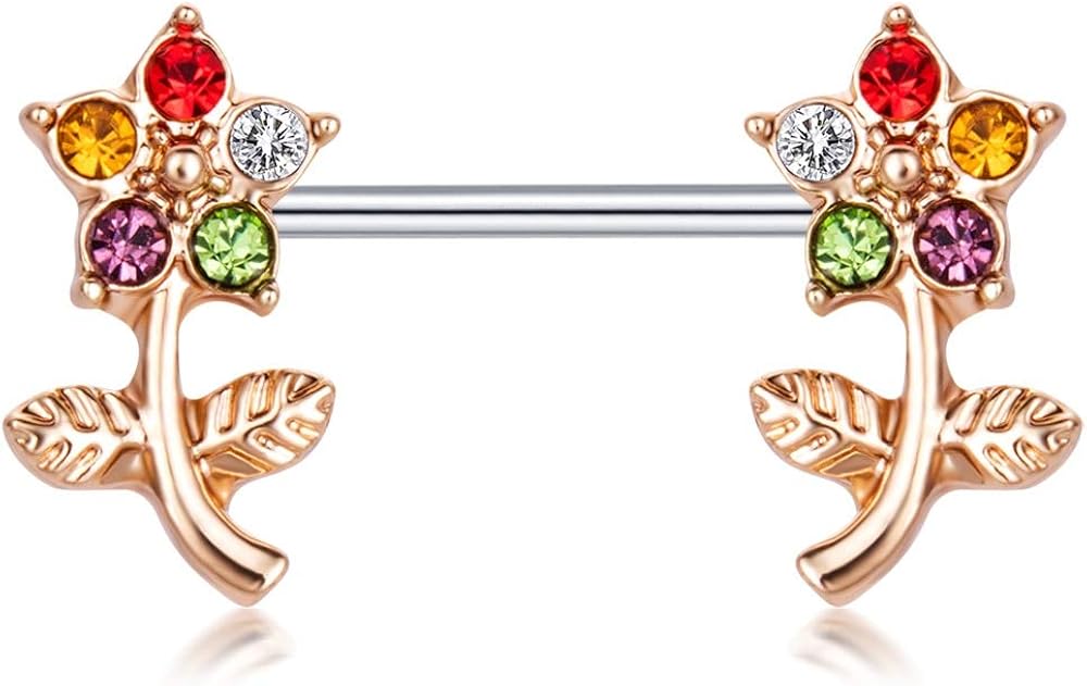 Lysee Body Jewelry 1PC Nipple Rings Love Flower Surgical