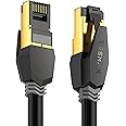 Tesmax Cat 8 Ethernet Cable 3FT, Heavy Duty High Speed 26AWG 2000Mhz with Gold Plated RJ45 Connector, Fast Ethernet Cable for Gaming, S/FTP Weatherproof for Router, Modem, PC, PS5, Xbox