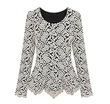 JIANLANPTT Women Full Sleeve Embroidery Lace Peplum Slim Fit Tops Blouses Tee
