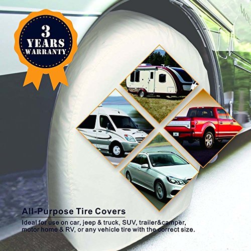 CAR-CARE Tire Covers for RV Wheel Set of 2 Motorhome Wheel Covers Waterproof Tire Protectors Tire Covers Fits 30" to 32" Tire Diameters