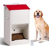KHEARPSL 25 Lbs Automatic Dog Feeder for Large Dogs, Dog Food Dispenser | Galvanized Gravity Pet Feeder with Lockable Clear Gravity Door, Ideal for Dogs &amp; Cats, Indoor and Outdoor Use, Wall Mountable