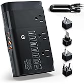 DOACE 500W Travel Voltage Converter, 220V to 110V Pure Sine Wave Step-Down Transformer for International Travel, Europe UK AU, Safe for Hair Straighteners, Cameras & Devices