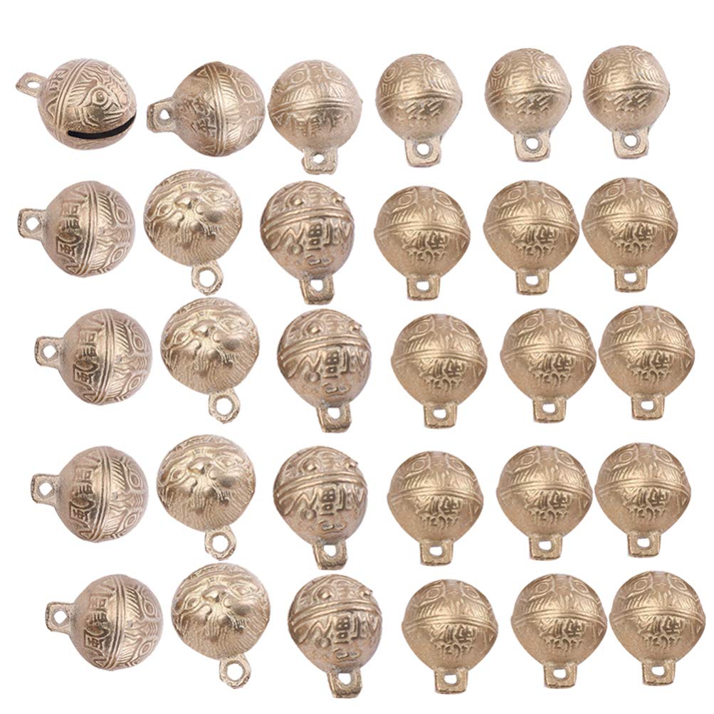 SUPVOX 30Pcs Copper Bells Accessories 22Mm Tiger Head Pattern Diy Small Jingle Bells for Wind Chimes Jewelry Crafts Home Decoration