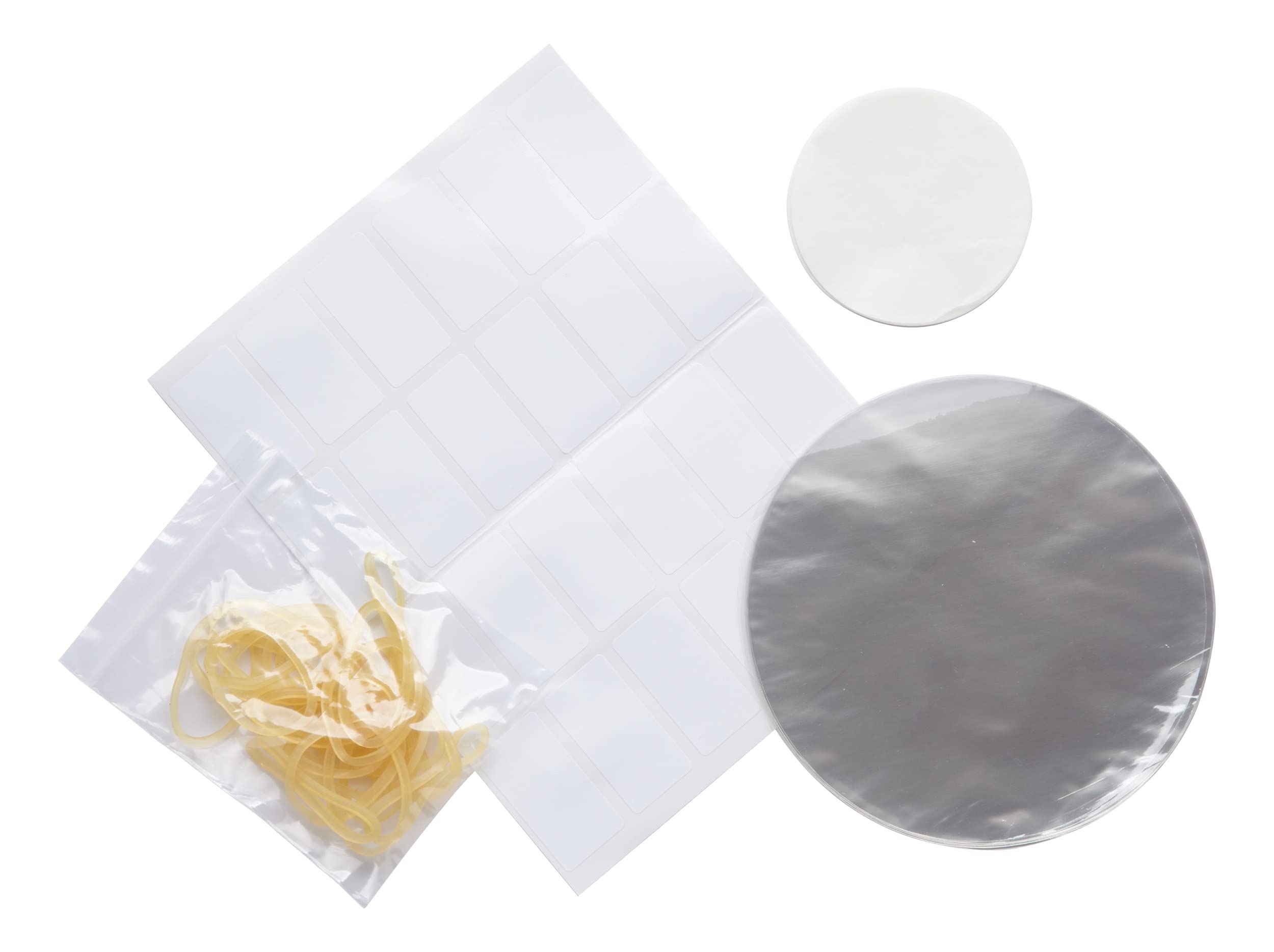 KitchenCraft Jam Pot Covers Set, 24 Wax Discs for Jam Jars with Covers and Labels, Tight Seal, 24 Uses Set