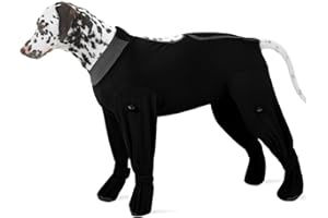 ROZKITCH Dog Surgical Recovery Suit, Soft Onesie for Surgery with Legs Neuter, Long Sleeve for Post-Operative Wounds, Prevent Licking & Shedding for Large Dogs (Male/Female) 4-Leg Black XL