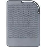 Heat Resistant Mat for Curling Iron, Flat Irons and Hair Straightener Hair Styling Tools 9" x 6.5", Food Grade Silicone, Grey