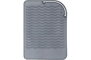 AFT90 Heat Resistant Mat for Curling Iron, Flat Irons and Hair Straightener Hair Styling Tools 9" x 6.5", Food Grade Silicone, Grey