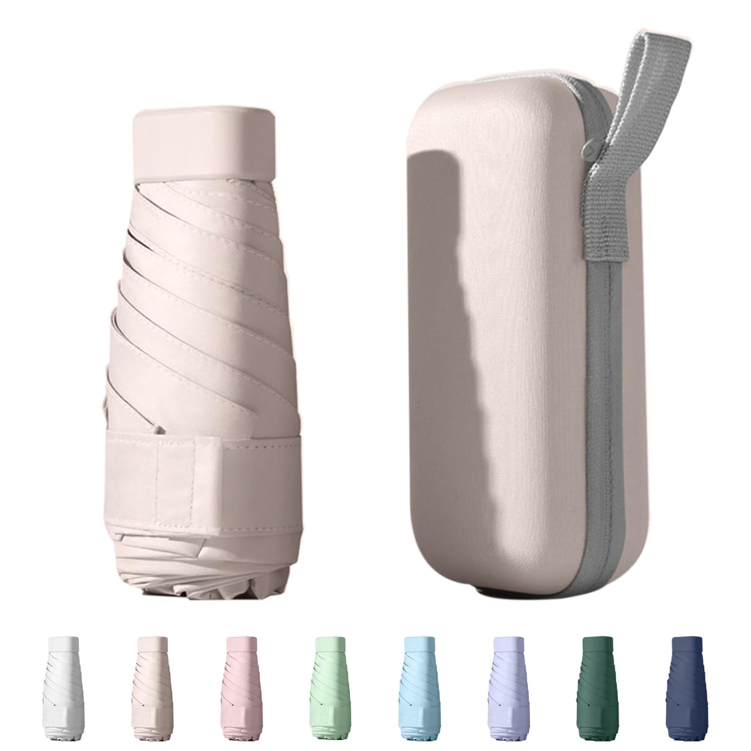 Photo 1 of Xiuying Feng Mini Travel Umbrella Purse with Case Compact, Lightweight, UV Umbrella UPF 50+ Sun Protection, Windproof Portable Parasol for Women, Men & Kids