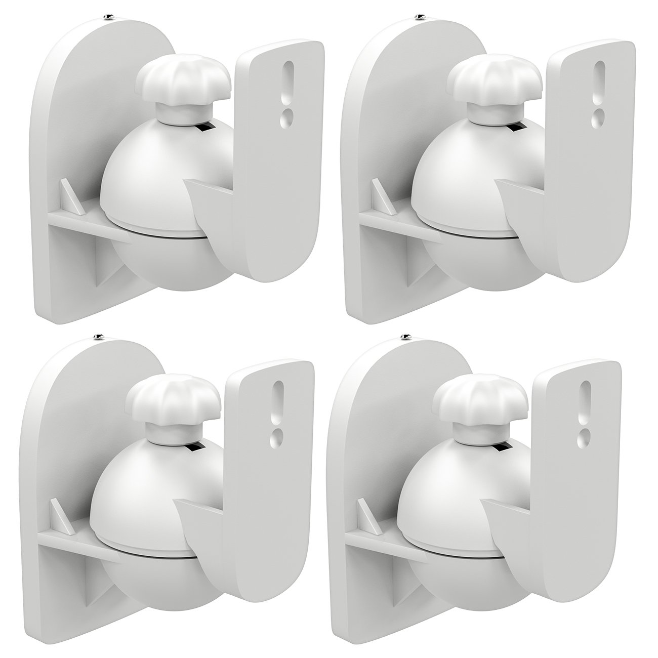 deleyCON 4x Universal Speaker Wall Mounts Loudspeaker Wall Mountings Tilt + Swivel & up to 3.5 Kg Load Weight - Ceiling Mounting + Wall Fitting - White