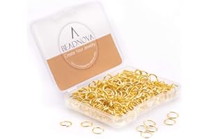 BEADNOVA 8mm Open Jump Rings Gold Jump Rings for Jewelry Making and Keychains (300Pcs)