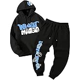 VIPWOLF Men's 2 Piece Sweat Set Long Sleeve Graphic Hoodie Sweatshirts and Drawstring Joggers Tracksuits