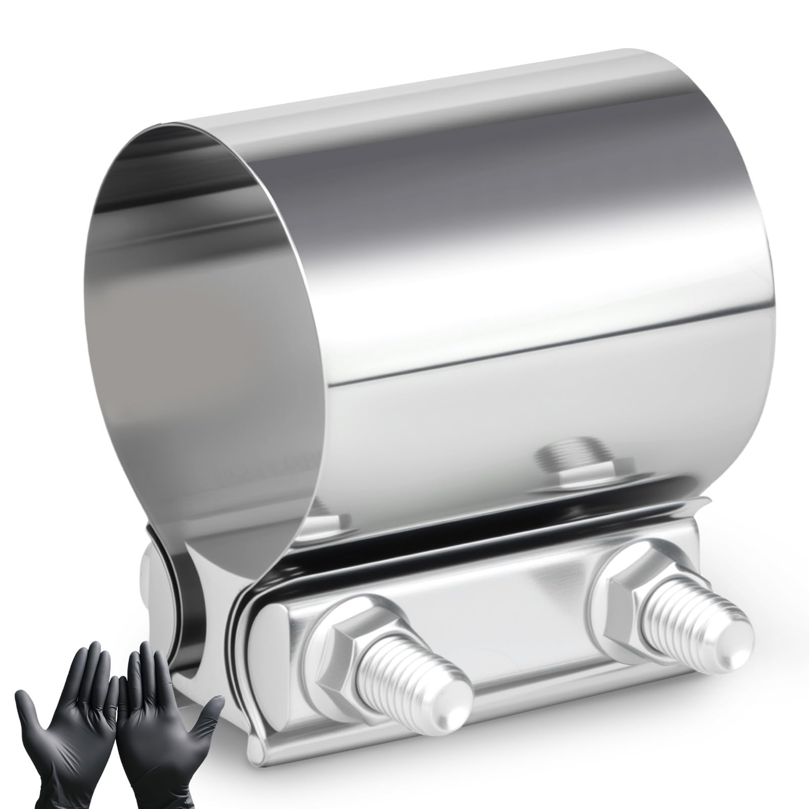 Photo 1 of ?DROIFUIM 2Pcs 3.0 Inch Exhaust Pipe Clamp Butt Joint Type 304 Stainless Steel Ring Clamp Suitable For Catalytic Converter, Muffler, Exhaust Pipe (2, 3.0 Inch)