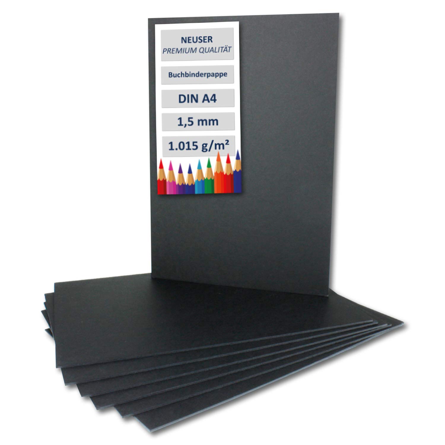 Bookbinding Cardboard, A3 / A4, 1.5 mm, Extra Strong Cardboard 20 Items DIN A4 Black - 1.5 mm
