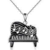 URONE Instrument Necklace 925 Sterling Silver French Horn/Harp/Violin/Drum/Trumpet Pendant Music Instrument Jewelry Gifts For Women