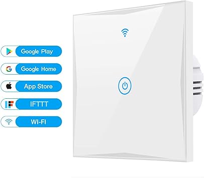 Alexa Smart Light Switch Wifi In Wall Switch Compatible With Alexa And Google Home Timing Function With Tempered Glass Touch Screen Control Your