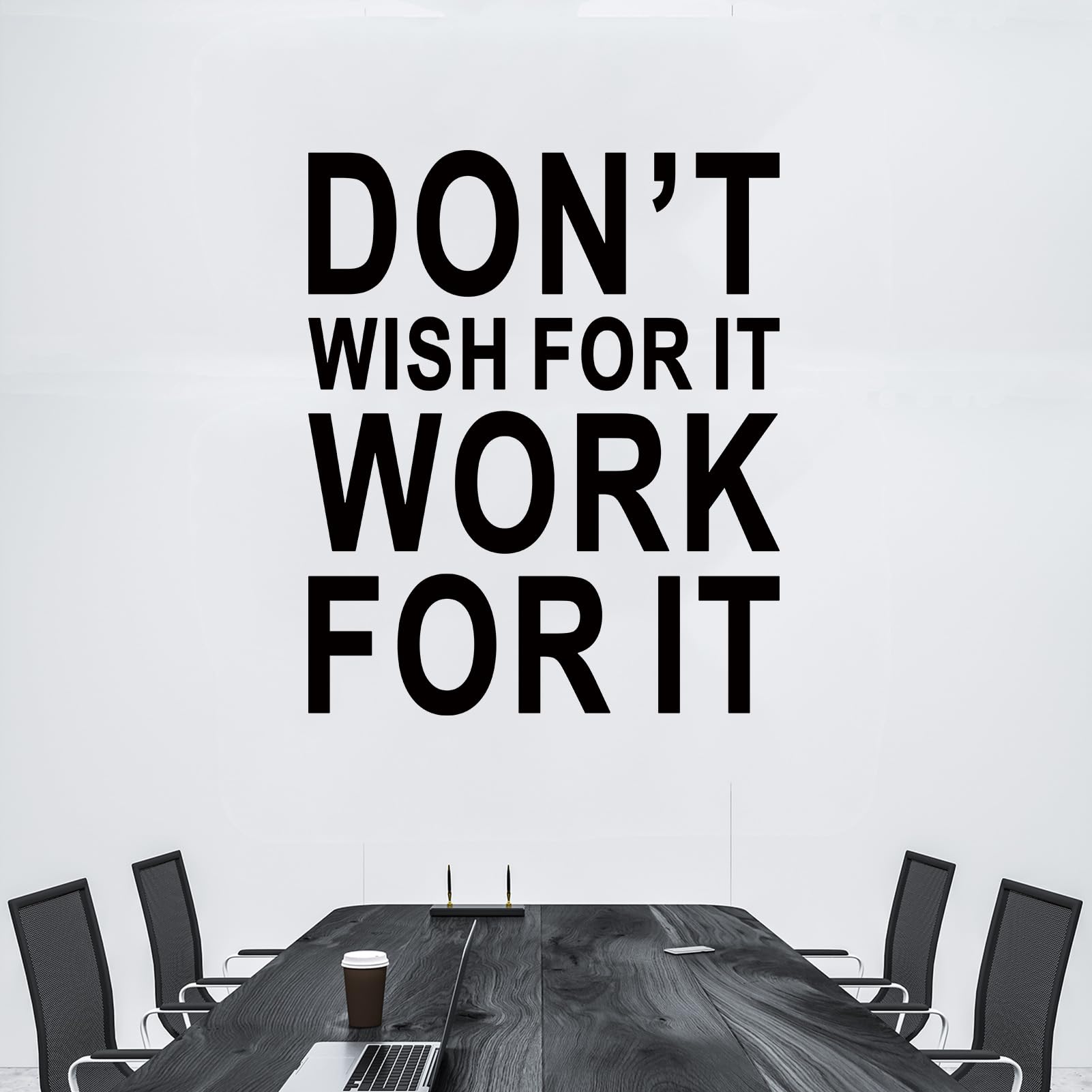 VODOE Don’t Wish for It Work Wall Decals Motivational Gym Office Quotes Wall Stickers Inspirational School Classroom Bedroom Wall Art Vinyl Sports Positive Exercise Fitness Garage Wall Decor 20"X24"