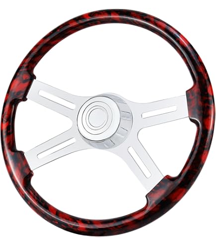 thumbnail image 2 of Forever Sharp 18 Inch 3-Spoke Wood Steering Wheel - Fits Freightliner, Kenworth, Peterbilt, Volvo - Polished Finish 2 of 2