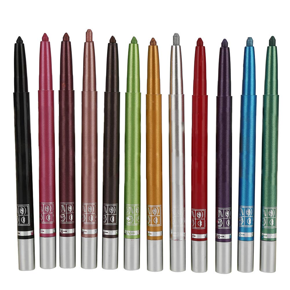 Coloured Eyeliner Pencil Set - 12 Colours Waterproof Highly Pigmented Long Lasting Eye Makeup Kit with Eyebrow & Lip Liner Pencils