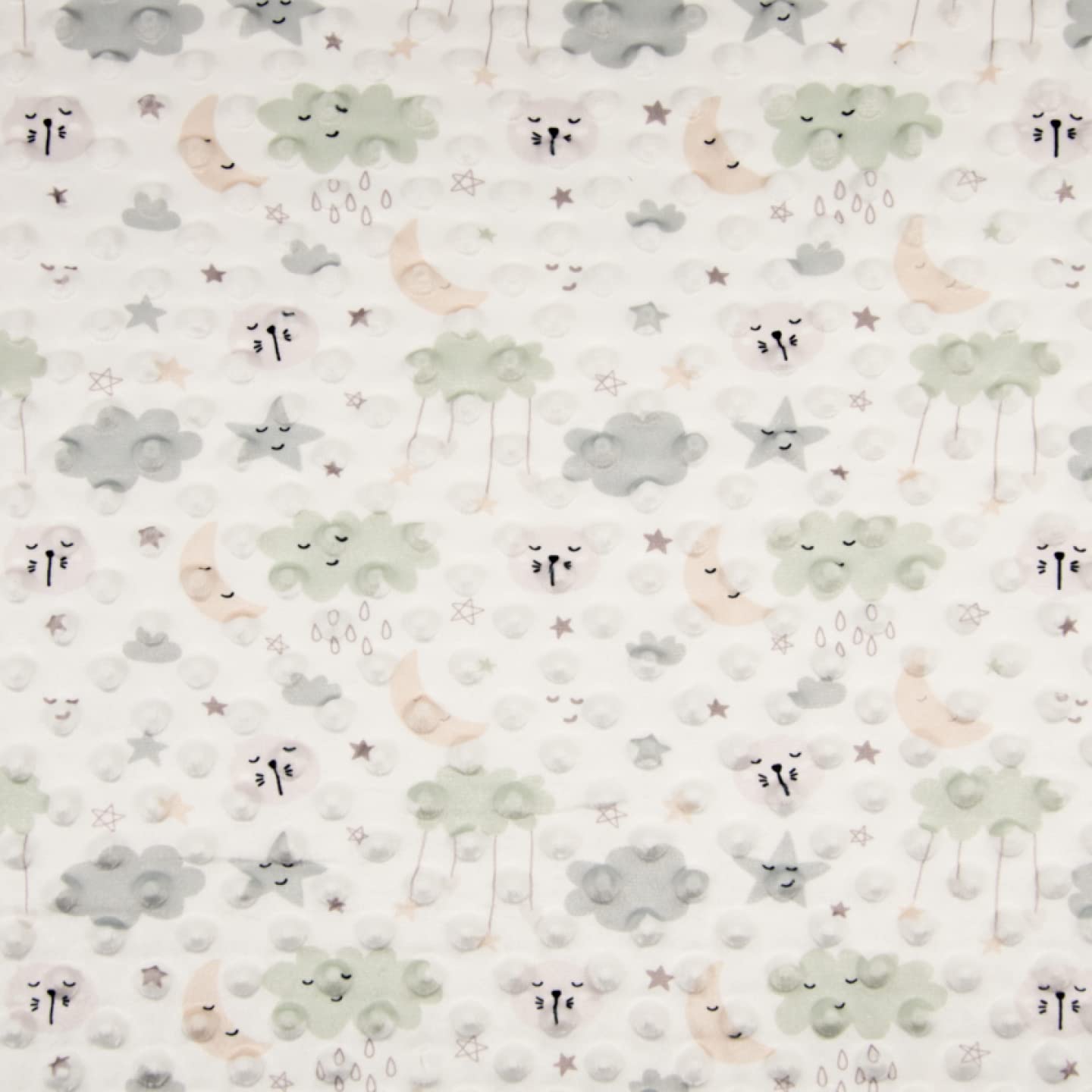 Luxury Dimple Baby Cuddle Soft Fabric Material - Cloudy Dusty Green-Sand, 1Mtr 150cmx100cm