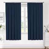H.Versailtex Solid Navy Blackout Thermal Curtains 2 Panels 90x72 with Tiebacks view 2