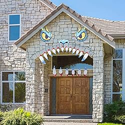 Blue Monster Face with Sharp Teeth Halloween Outdoor Decor
