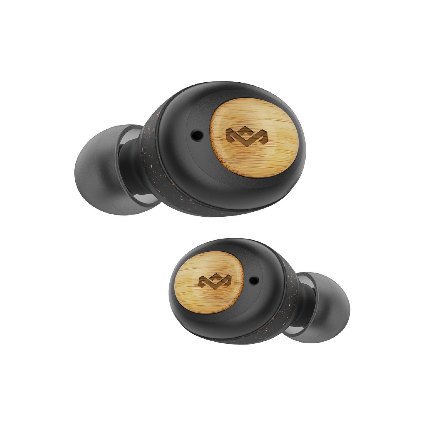 House of Marley True IN Ear Wireless Champion Earphones - Compact Bluetooth 5.0 Earbuds, Up to 28 Hours Playtime with Quick Charge Rechargeable Case, Includes Comfortable Ear Gels, Bamboo Design Black — image 1