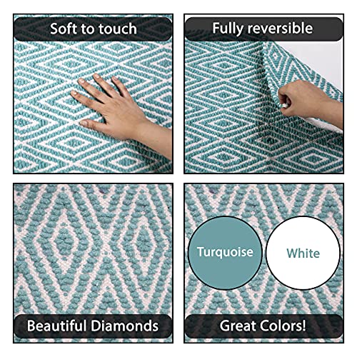 Chardin home 100 Cotton Diamond Rug Fully Reversible, Mat Size 21