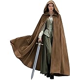 UQJE Medieval Cloak with Hood Halloween Renaissance Hooded Cape for Men and Women