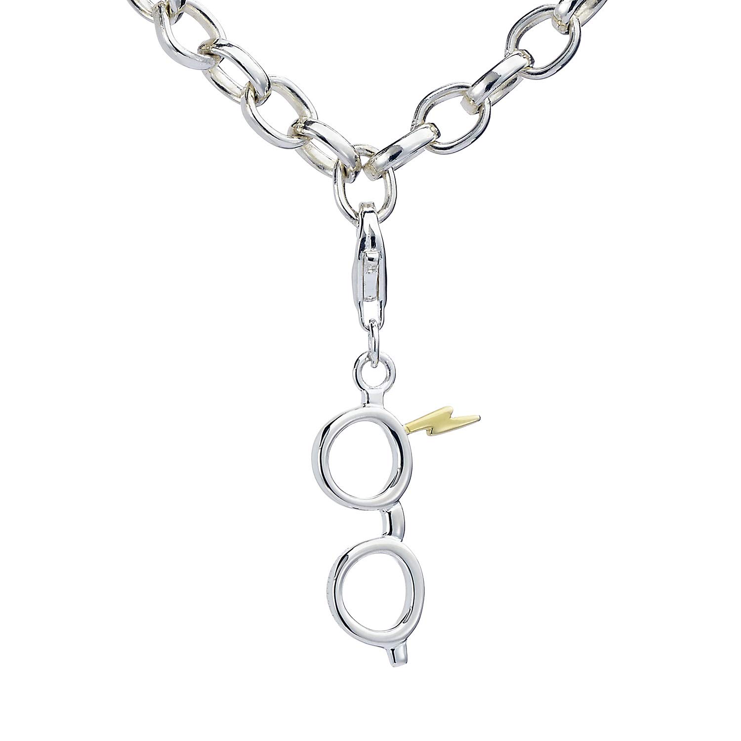 Official Harry Potter Sterling Silver Lightning Bolt & Glasses Clip on Charm by The Carat Shop