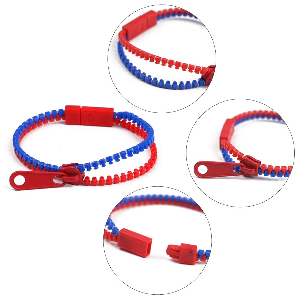 LovesTown 55pcs Mixed Color Friendship Violin Zipper Bracelets, 7.5 Inches Fidget Bracelet Neon Friendship Bracelets Zipper Toy Party Favors for Kids