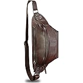 Genuine Leather Fanny Packs for Men and Women Hip Waist Bag Real Leather Fanny Sling Bag Crossbody Chest Purse (Coffee)