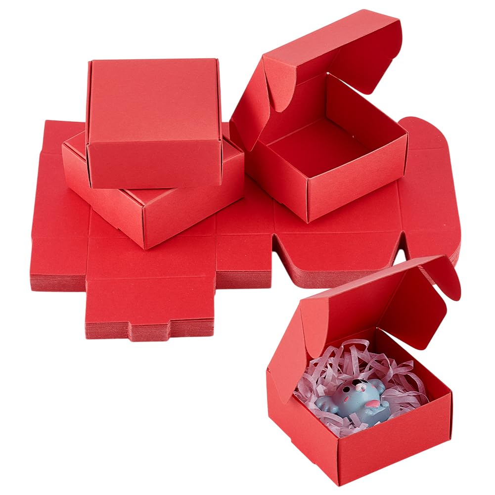 PH PandaHall 30pcs Red Gift Box 2.5x2.5x1.2 Inch Red Paper Boxes Small Proposal Bridesmaid Box Kraft Paper Sweet Boxes with Lid for Gift Wrapping Wedding Party Favor Jewellery Mother's Day