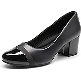 DREAM PAIRS Women's Pumps Low Chunky Block Heel Dress Shoes Closed Round Toe Comfortable Heels