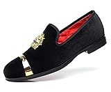 FOEVTRUE Men's Loafers Buckle Gold Copper Tiger