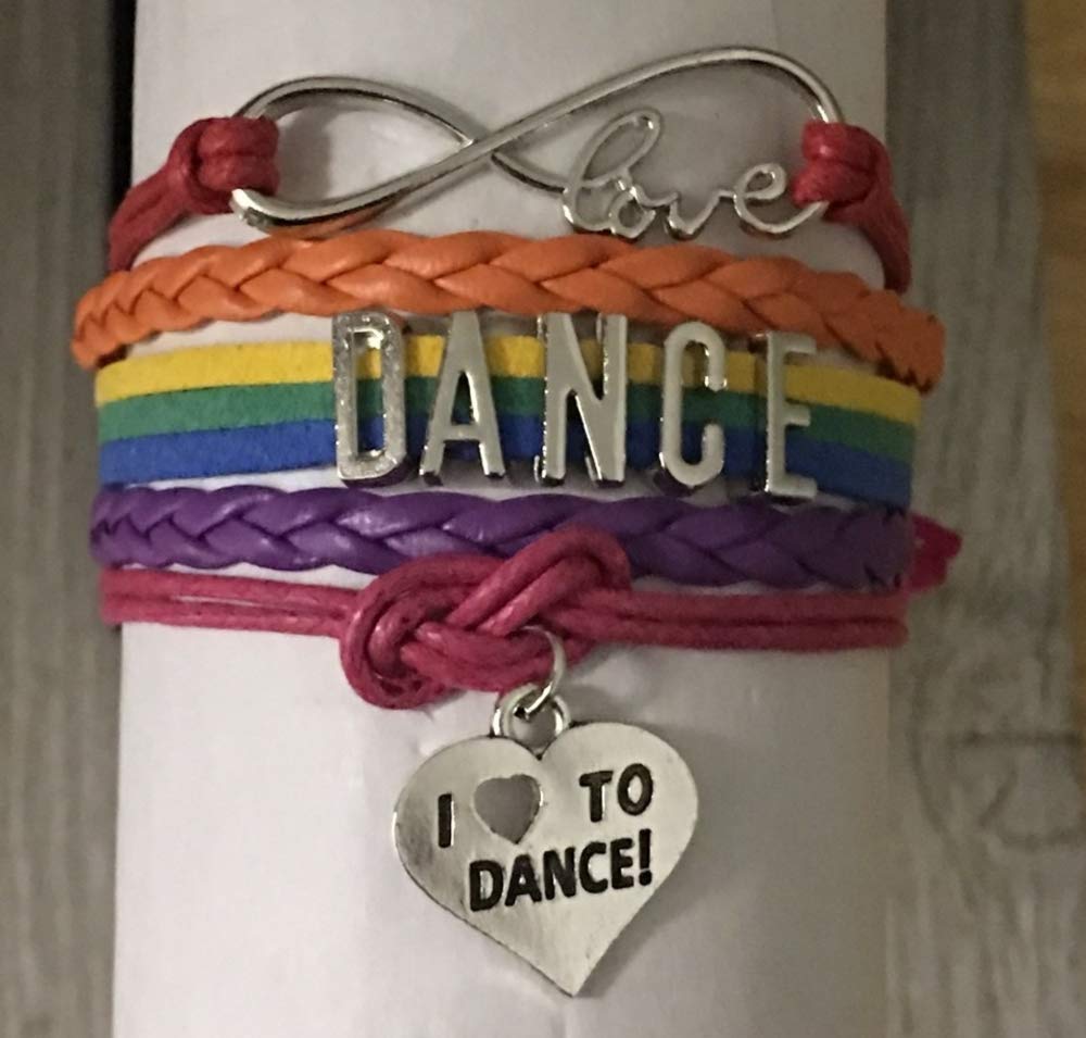 Sportybella Dance Bracelet Girls Dance Jewelry Rainbow Love Dance Charm Bracelet Gift for Dance Recitals Dancers
