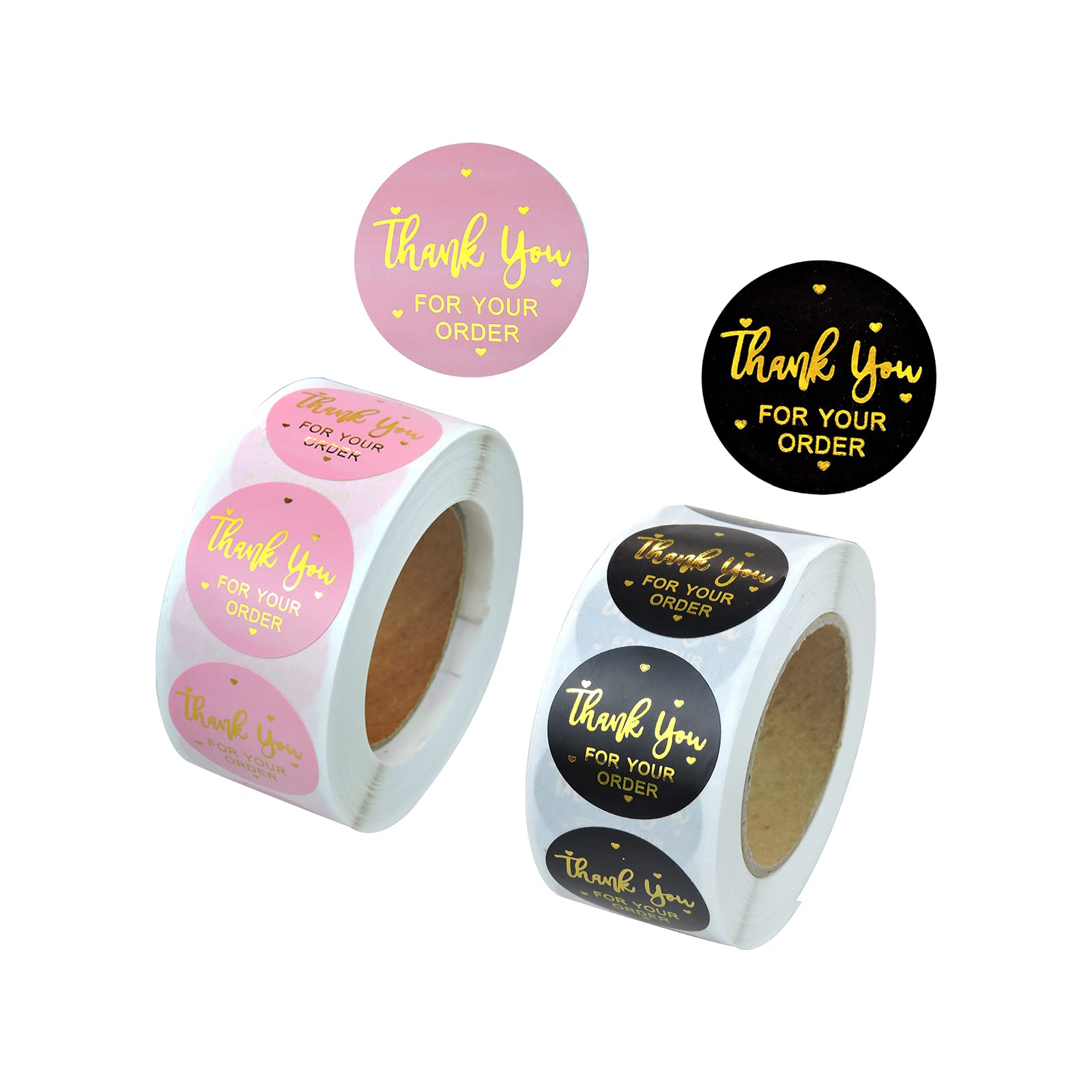 Andiker Thank You Stickers - 1000pcs Glossy Metallic Round Stickers, Perfect for Boutique Bags, Bakeries & Small Business (1 inch)