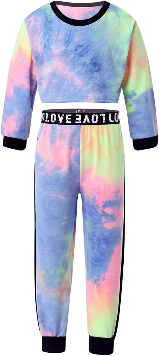 2er Set Kinder Trainingsanzug – Tie Dye Sweatsuit Aus Baumwolle, Langarm + Jogginghose, Für Mädchen & Jungen