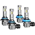 rimthin 9005/HB3 H11/H8/H9/H16 LED Bulbs Combo, 120W 32000 LM Super Bright 6000K Cool White Led Fog Lights, IP67 Waterproof, Pack of 4, 9005+H11