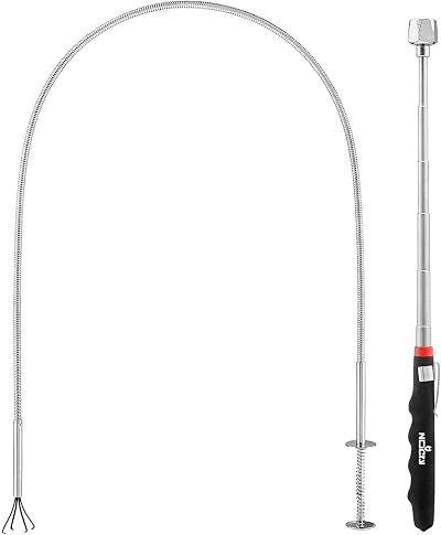NoCry Pick-up Tool Set: Flexible Claw Grabber & Telescoping Magnet 36in