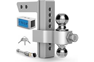 NenNicht Adjustable Trailer Hitch, Drop Hitch Fits 2 Inch Receiver, Height Aluminum Tow Hitches with Dual Ball (2" x 2-5/16") GTW 12,500 LBS, Heavy Duty Towing Hitch Ball Mount
