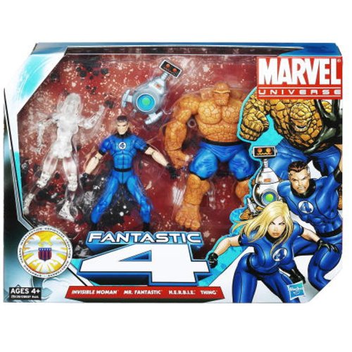 Marvel Universe 3 3/4 Inch Action Figure 3Pack Fantastic Four with CLEAR Invi... by Hasbro