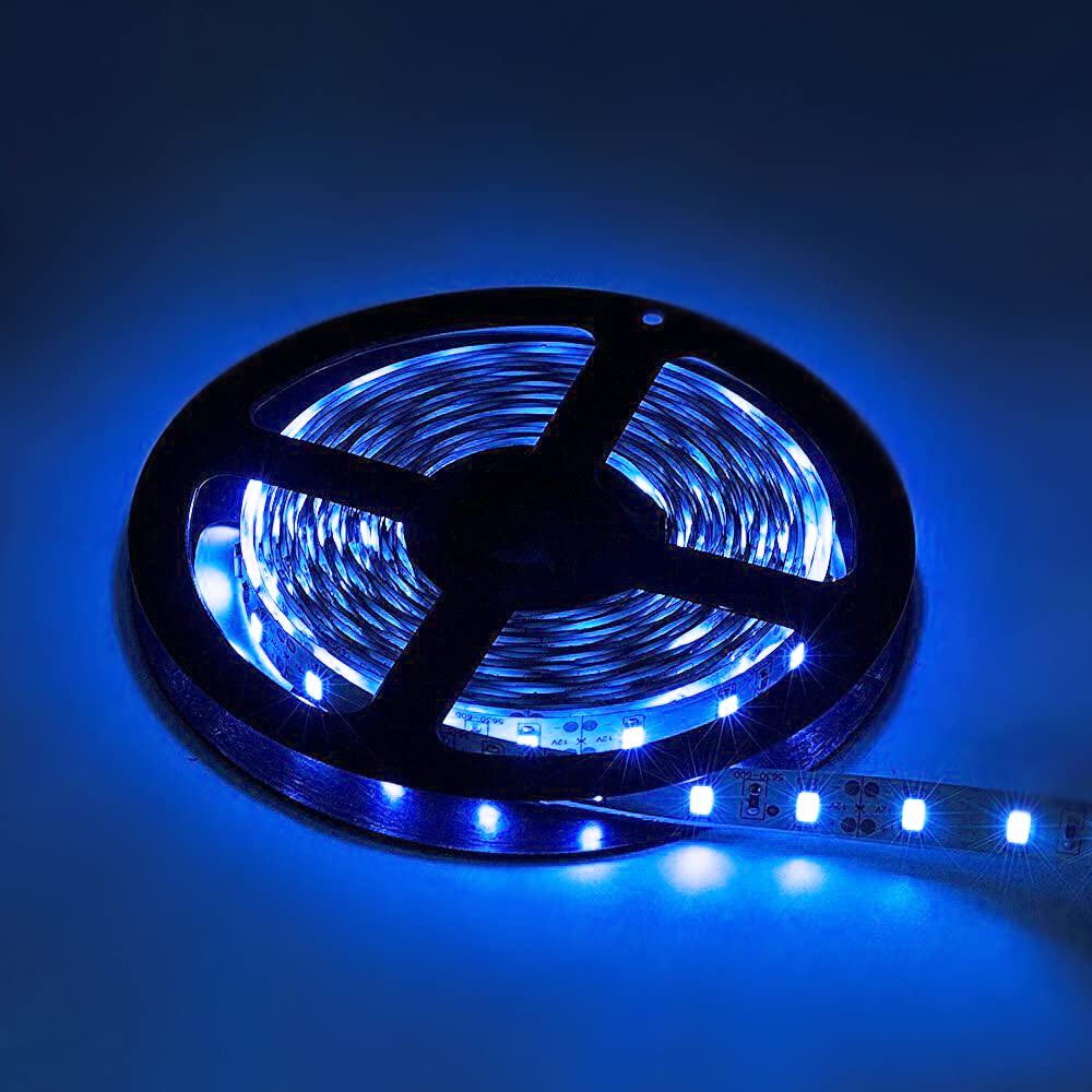 AHEVO Led Strip Light, 300 LEDs, DC 12V Low Voltage, 5630 SMD 16.4FT, Non-Waterproof, 5 Meter, Blue Light, Flixible Ribbon Light, Used for Bedroom, Kitchen, Shop and More