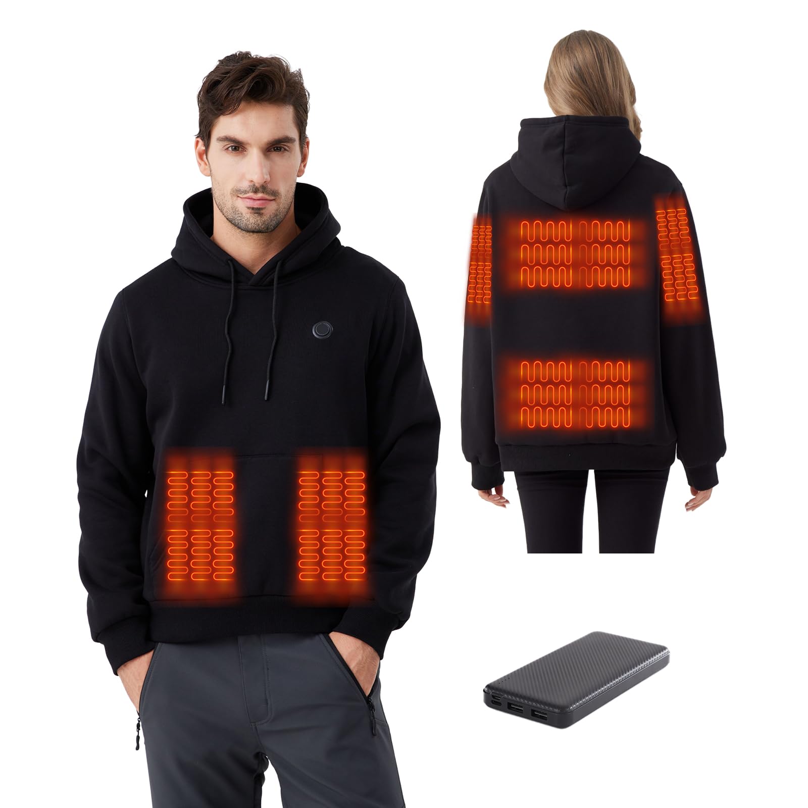 Photo 1 of RCVICTY Unisex Heated Hoodie with Battery Pack for Men Women, Electric Pullover Comfort Hooded Sweatshirt, Warm Soft Heating Jacket (Black, 2XL)