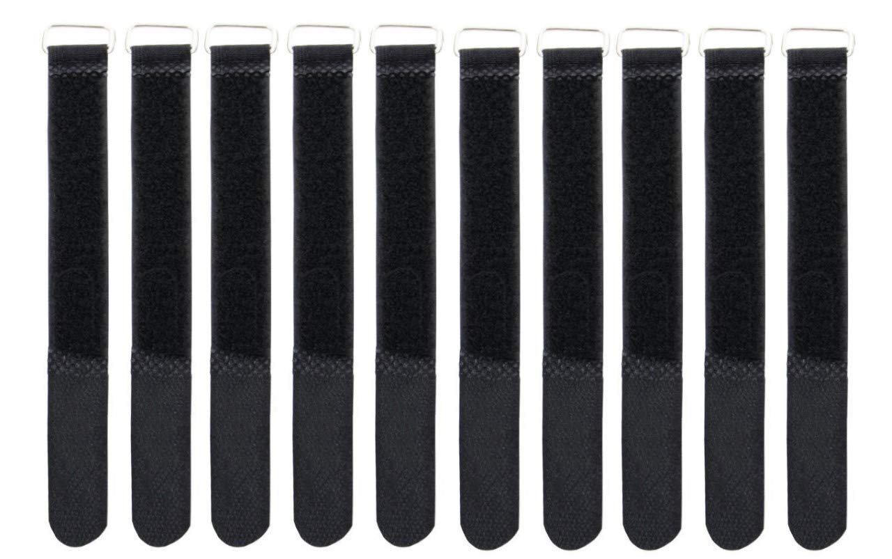Infitronic INPKB4040BLK INPKB4040BLK-10 x Cable Ties with Metal Eyelet Velcro/Fleece on Different Sides (40 x 400 mm Black)