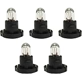 Dogary 5 PCS DB1601 T4 Car Dashboard Light Bulbs, Responsive High Brightness Indicator with Flat Top, Plug and Play Anti-vibration Wedge Halogen Bulb, A/C Climate Control Switch Light (White)
